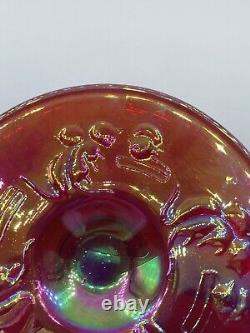 Ruby Red Carnival Glass Children Kittens & Milk Pattern Saucer Iridescent