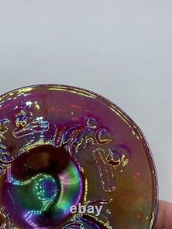 Ruby Red Carnival Glass Children Kittens & Milk Pattern Saucer Iridescent