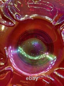 Ruby Red Carnival Glass Children Kittens & Milk Pattern Saucer Iridescent