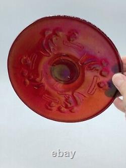 Ruby Red Carnival Glass Children Kittens & Milk Pattern Saucer Iridescent