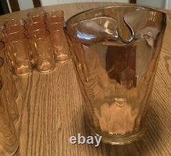 Set of 24 Marigold Carnival Glass 12-8 oz. + 11-4 oz. + Pitcher Honeycomb