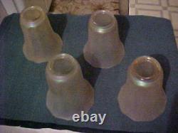 Set of 4 NUART Marigold Carnival Iridescent Art Glass Lamp Shades 2-1/4 Fitter