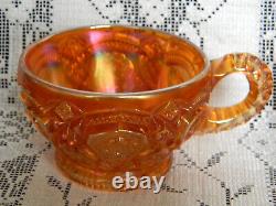 Set of 4 Vintage Imperial Hobstar Iridescent Marigold Orange Carnival Punch Cups
