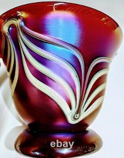 Signed Brian Lonsway, Toledo Studio Art Glass Vase Iridescent Purple/Carnival