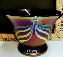 Signed Brian Lonsway, Toledo Studio Art Glass Vase Iridescent Purple/Carnival