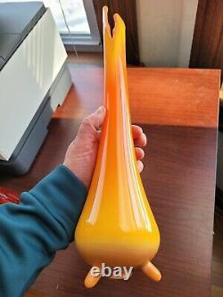 Smith Glass MCM Bittersweet Footed Orange Glass Vase