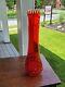 Smith Glass MCM Large Amberina Red Diamond Swung Glass Vase 22 Tall