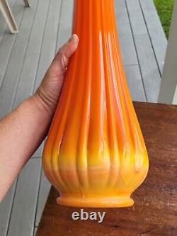 Smith Glass MCM Large Bittersweet Ribbed Swung Glass Vase 23 3/4 Tall
