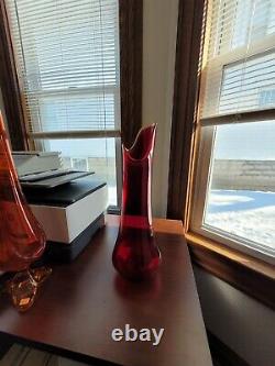 Smith Glass MCM Large Red Simplicity Glass Vase