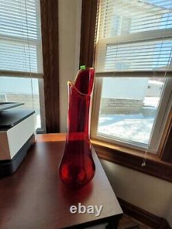 Smith Glass MCM Large Red Simplicity Glass Vase