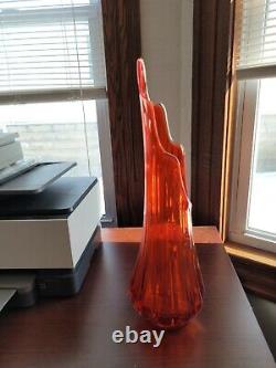 Smith Glass MCM Red Ribbed Glass Vase