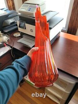 Smith Glass MCM Red Ribbed Glass Vase
