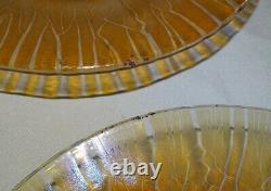 Stretch Glass Set of 8 Plates 7 3/4 Marigold Iridescent Carnival