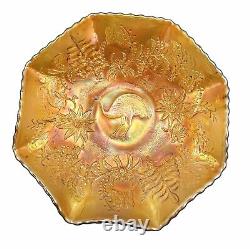 Stunning Carnival Glass Marigold Master Bowl With Emu Motif