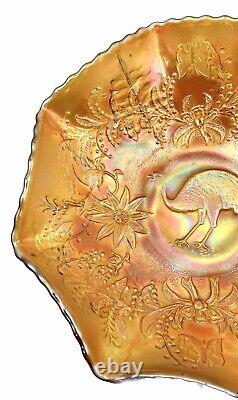 Stunning Carnival Glass Marigold Master Bowl With Emu Motif