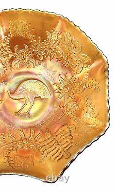 Stunning Carnival Glass Marigold Master Bowl With Emu Motif