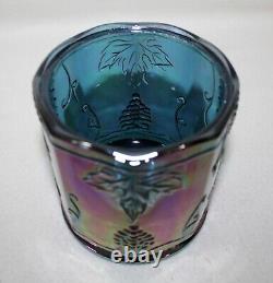 Stunning Vintage 1970s Indiana Glass IRIDESCENT BLUE HARVEST GRAPES CANDY JAR