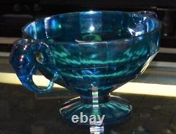 Summit Carnival Glass Iridescent Blue Elephant Candle Holders Bowl