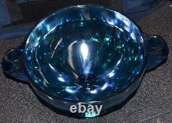 Summit Carnival Glass Iridescent Blue Elephant Candle Holders Bowl