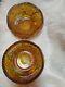 TWO L. E. Bowl Carnival Glass Amber Iridescent Hobstar and Daisy Serrated Heavy