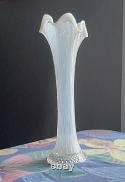 Tall Vintage Carnival Glass Vase. Scalloped Edges. Opalescent. Imperial