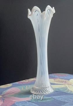 Tall Vintage Carnival Glass Vase. Scalloped Edges. Opalescent. Imperial
