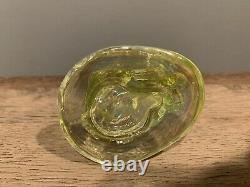 URANIUM GLASS SLY FOX CARNIVAL VASELINE Glass Iridescent Mint Wow