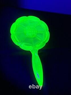 Uranium Carnival VASELINE GLASS Mosser HAND MIRROR Iridescent