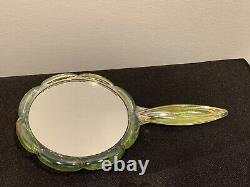 Uranium Carnival VASELINE GLASS Mosser HAND MIRROR Iridescent