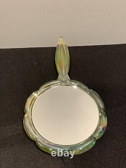 Uranium Carnival VASELINE GLASS Mosser HAND MIRROR Iridescent