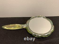 Uranium Carnival VASELINE GLASS Mosser HAND MIRROR Iridescent