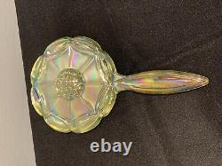 Uranium Carnival VASELINE GLASS Mosser HAND MIRROR Iridescent