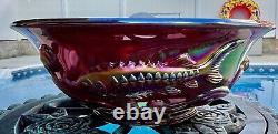 VHTF Fenton DEEP DARK RED CARNIVAL ATLANTIS KOI FISH BOWL90's