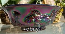 VHTF Fenton DEEP DARK RED CARNIVAL ATLANTIS KOI FISH BOWL90's