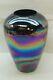 VINTAGE IMPERIAL GLASS VASE CARNIVAL OIL SLICK MIRRORED IRIDESCENCE 9in UNSIGNED