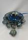 VINTAGE INDIANA IRIDESCENT BLUE CARNIVAL GLASS PRINCESS PUNCH BOWL SET w 12 CUPS