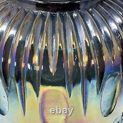 VINTAGE INDIANA IRIDESCENT BLUE CARNIVAL GLASS PRINCESS PUNCH BOWL SET w 12 CUPS