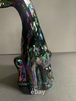 VTG 11 iridescent carnival glass Fenton psychedelic winking alley cat figurine