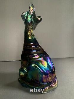VTG 11 iridescent carnival glass Fenton psychedelic winking alley cat figurine