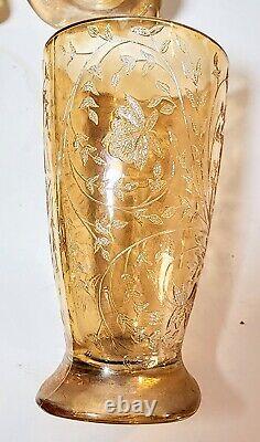 VTG 1950 Jeanette Floragold Louisa Pattern Iridescent Depression Carnival Glass