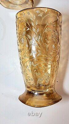 VTG 1950 Jeanette Floragold Louisa Pattern Iridescent Depression Carnival Glass