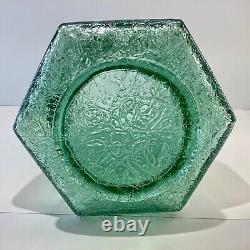 VTG 1991 Fenton Iridescent Sea Mist Green Crackle Carnival Glass Pitcher/Vase