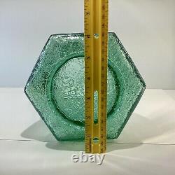 VTG 1991 Fenton Iridescent Sea Mist Green Crackle Carnival Glass Pitcher/Vase