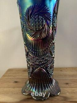 VTG Fenton Art Glass 9 Pitcher Cobalt Marigold Carnival Glass Hobstar Design