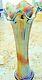 VTG. Fenton Carnival Glass Vase Spear Head 12½ Cobalt Blue Fire Fine Rib Swung