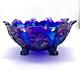 VTG Imperial Carnival Glass Blue Iridescent Aurora Jewel Everglade 3-Paw Bowl