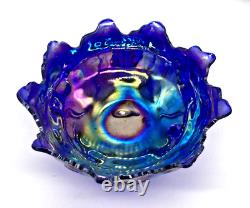 VTG Imperial Carnival Glass Blue Iridescent Aurora Jewel Everglade 3-Paw Bowl