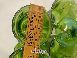 VTG Iridescent Lime Carnival Glass 16 Goblet Set Water/Wine Harvest New In Boxes