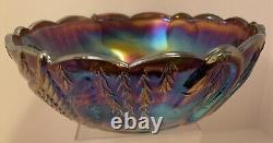 Very Rare Le Smith Tiara Carnival Glass Swan Serenade Iridescent Bowl 10 Across