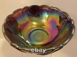 Very Rare Le Smith Tiara Carnival Glass Swan Serenade Iridescent Bowl 10 Across